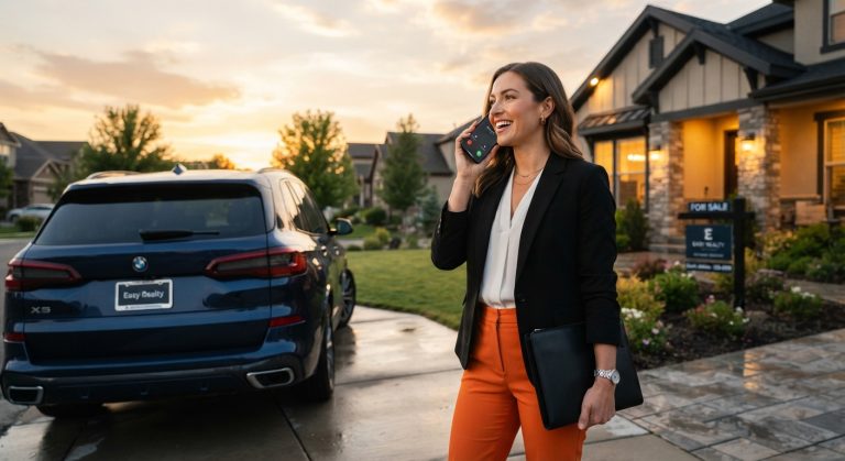 Real estate agent calling EasyBot by phone before a listing appointment to receive immediate brokerage support.